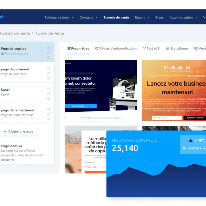 systeme.io, meilleur tunnel de vente, créer tunnel de vente créer un site web avec systeme.io exemple, business en ligne